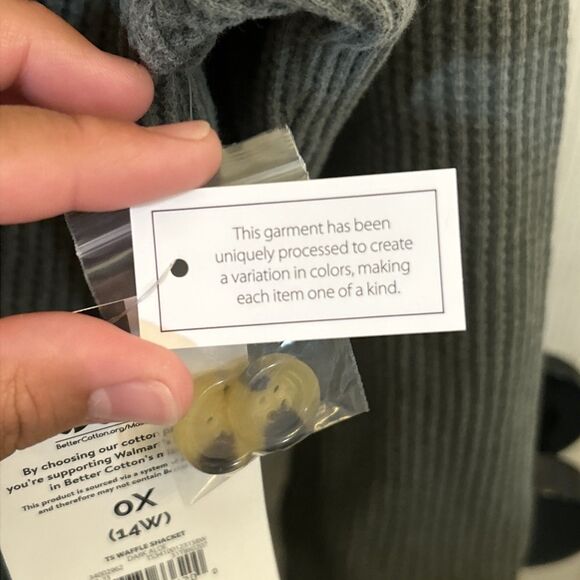 Terra & Sky Women's Plus Size Button Down Waffle Knit Shacket Size 0X 14W NWT - Picture 11 of 16